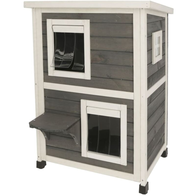 foto del prodotto casetta per gatti da esterno family 57x55x80 cm grigio bianco kerbl