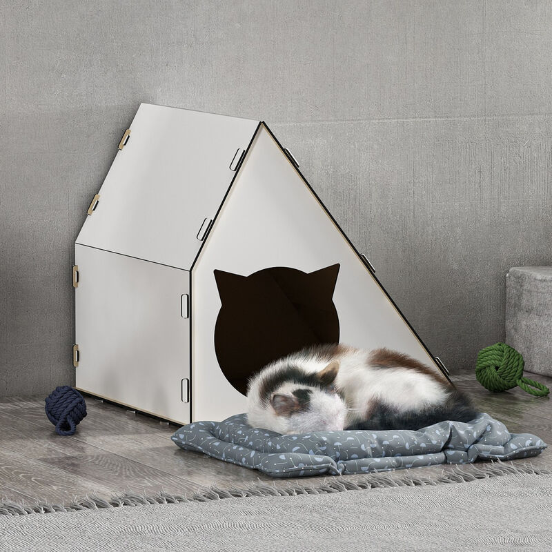 foto del prodotto casetta per gatto lani cuccia da rifugio in mdf bianco en.casa 