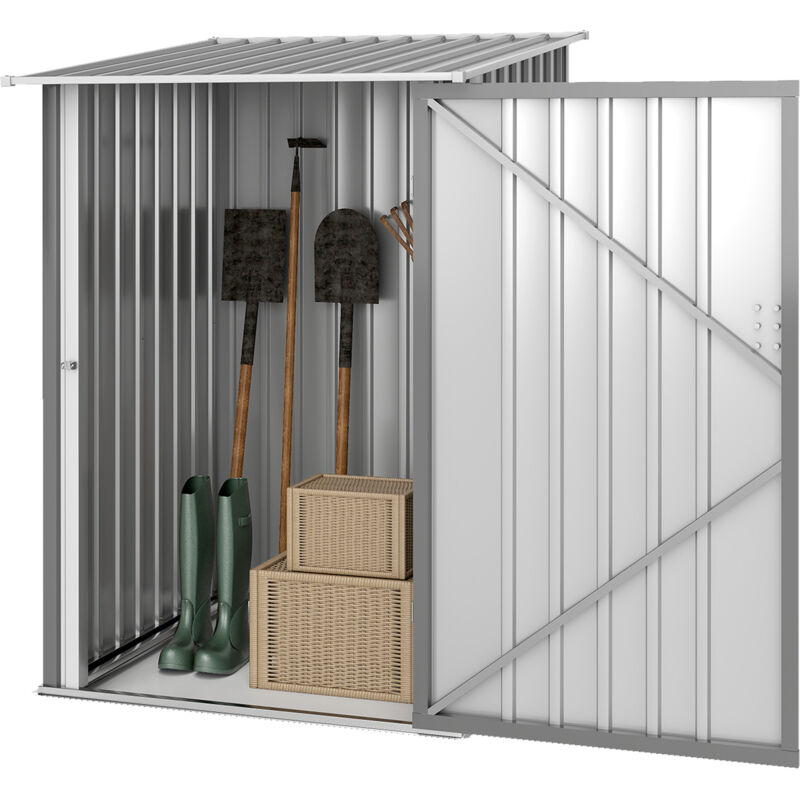 foto del prodotto casetta porta attrezzi e porta 100x103x160 cm acciaio grigio outsunny