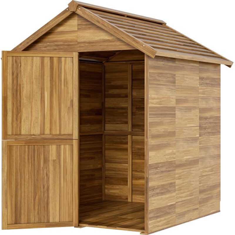 foto del prodotto casetta porta attrezzi in legno 1.8x2m con porta doppia e base inclusa outsunny