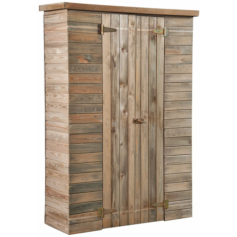 foto del prodotto casetta porta attrezzi in legno armadio ripostiglio da giardino esterno pircher formato 126 x 51 x 185 cm