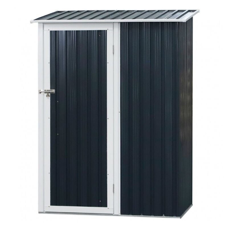 foto del prodotto casetta porta attrezzi in metallo ezooza 143 x 89 x 186 cm in acciaio verniciato di colore antracite con porta decentrata