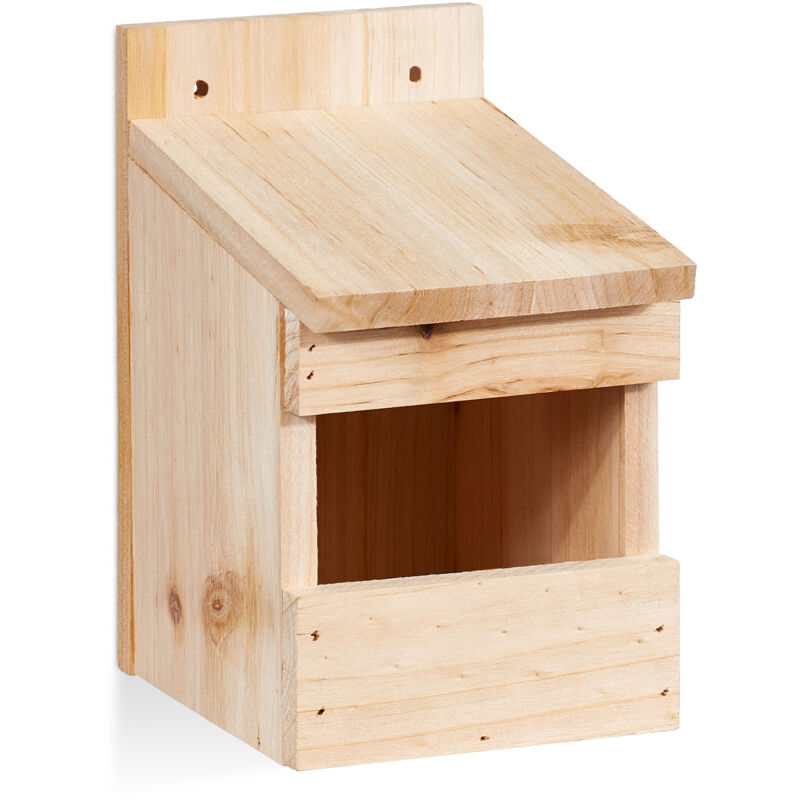 foto del prodotto casetta semiaperta, nido per uccellini, da appendere, legno non trattato, finestra, 20x12x15,5 cm, naturale relaxdays