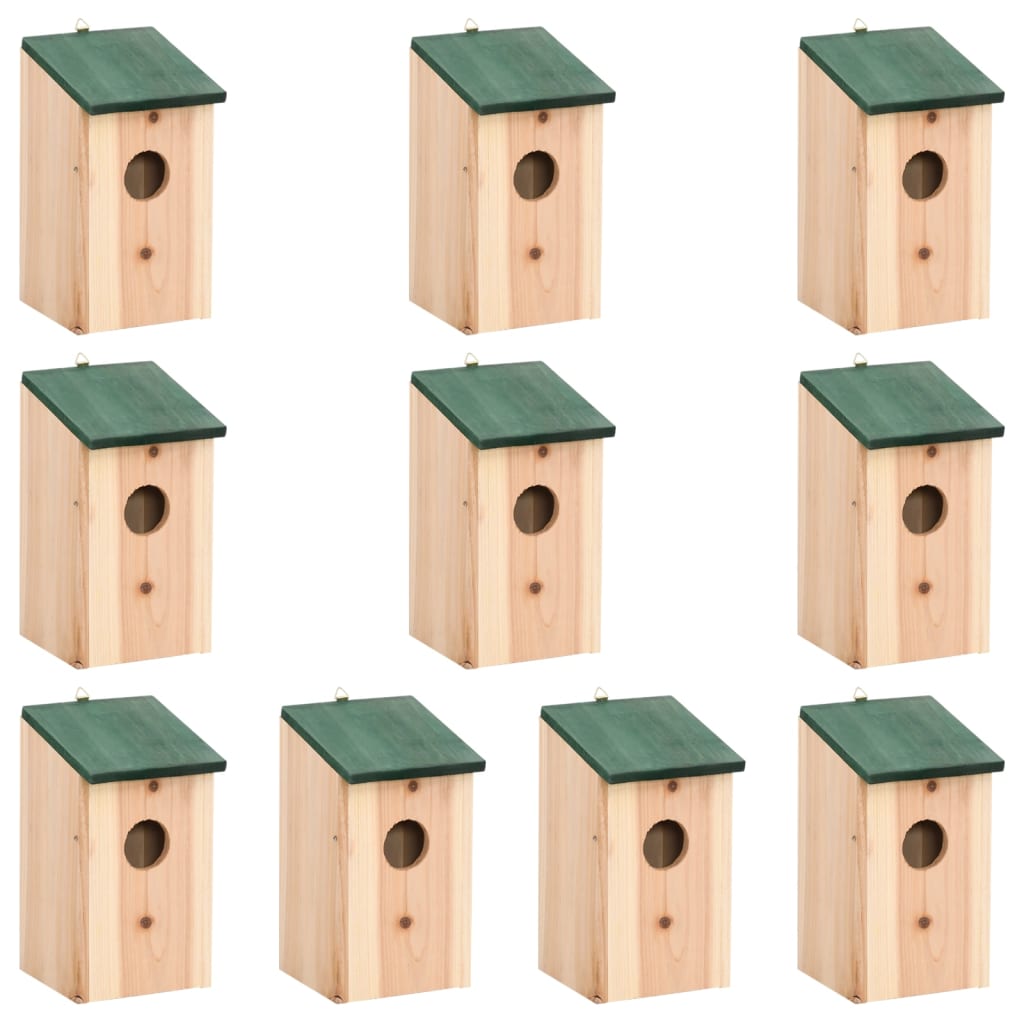 foto del prodotto casette per uccelli 10 pz in legno massello di abete 12x12x22cmcod mxl 121182