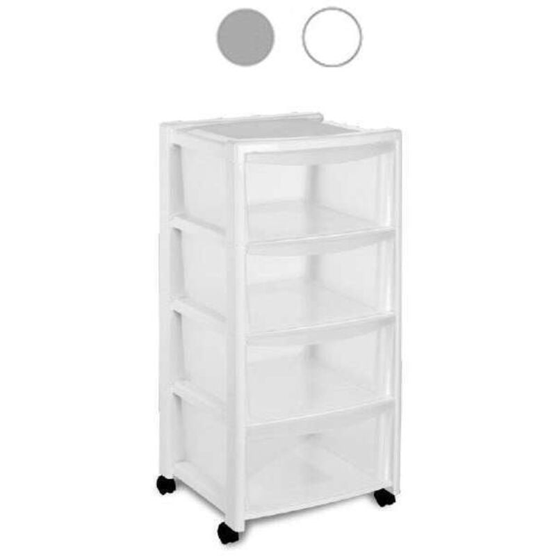 foto del prodotto casettiera grigia con 4 cassetti vedo tutto con ruote per bagno cucina camera organizer cm 40x40x80 silver