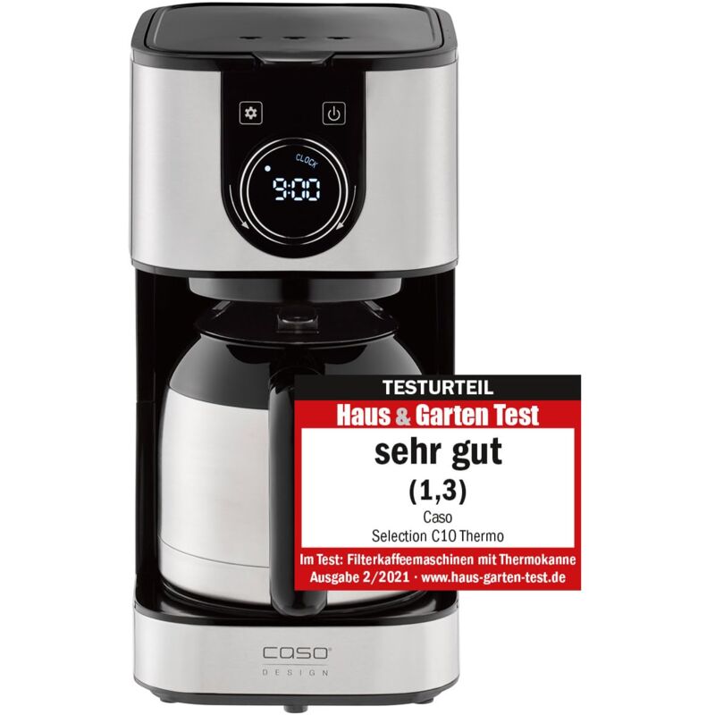 foto del prodotto caso selection c10 macchina termica da caff con thermos da 1,2 l, timer, in acciaio inox con filtro permanente per 10 tazze, acciaio inox, nero
