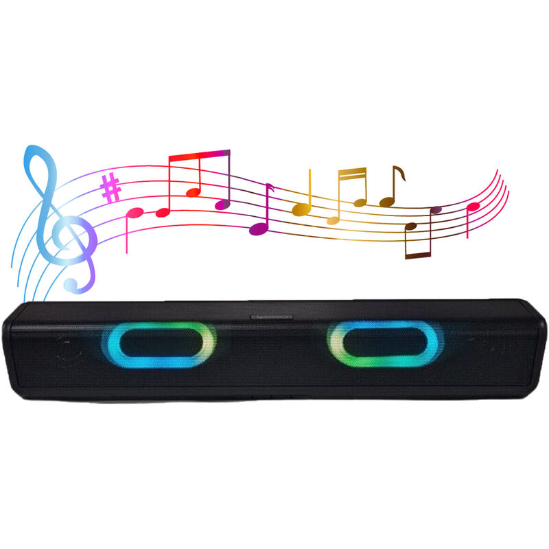 foto del prodotto cassa bluetooth speaker 5.0 barra soundbar led multicolor usb sd aux