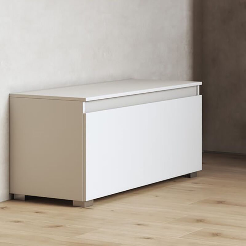 foto del prodotto cassa panca con cassettone in legno 81 cm bianco lucido