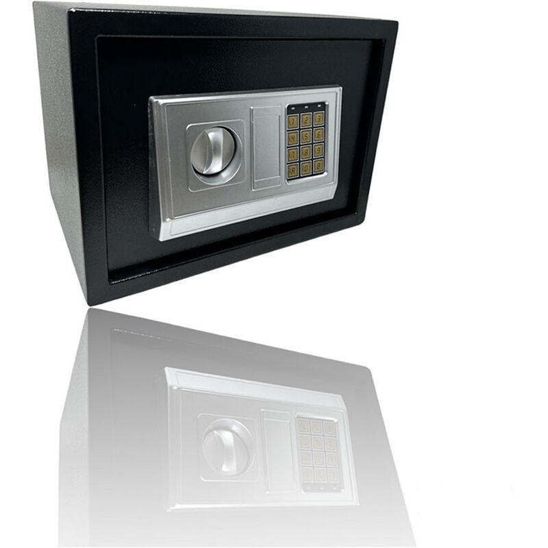 foto del prodotto cassaforte a muro con combinazione numerica digitale elettronica e doppia chiave di sicurezza 35x25 cm nero