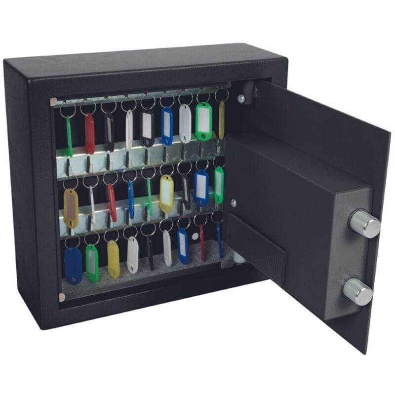 foto del prodotto cassaforte con serratura a chiave, 30 chiavi, 28x30x10 cm