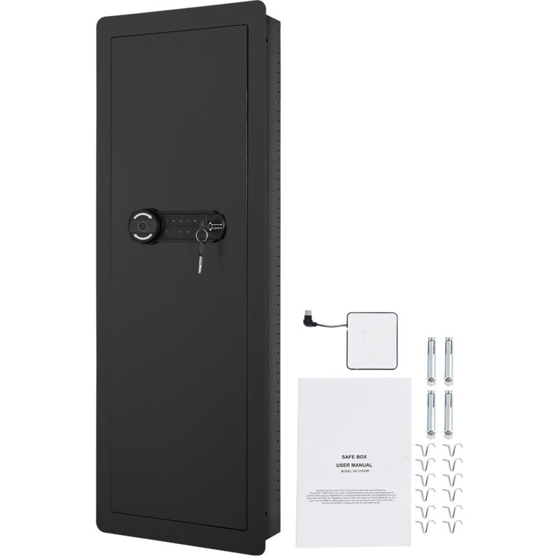 foto del prodotto cassaforte da muro cassaforte con 4 livelli 3 ripiani rimovibili 6 portachiavi luce led allarme a vibrazione, tastiera impronta digitale per