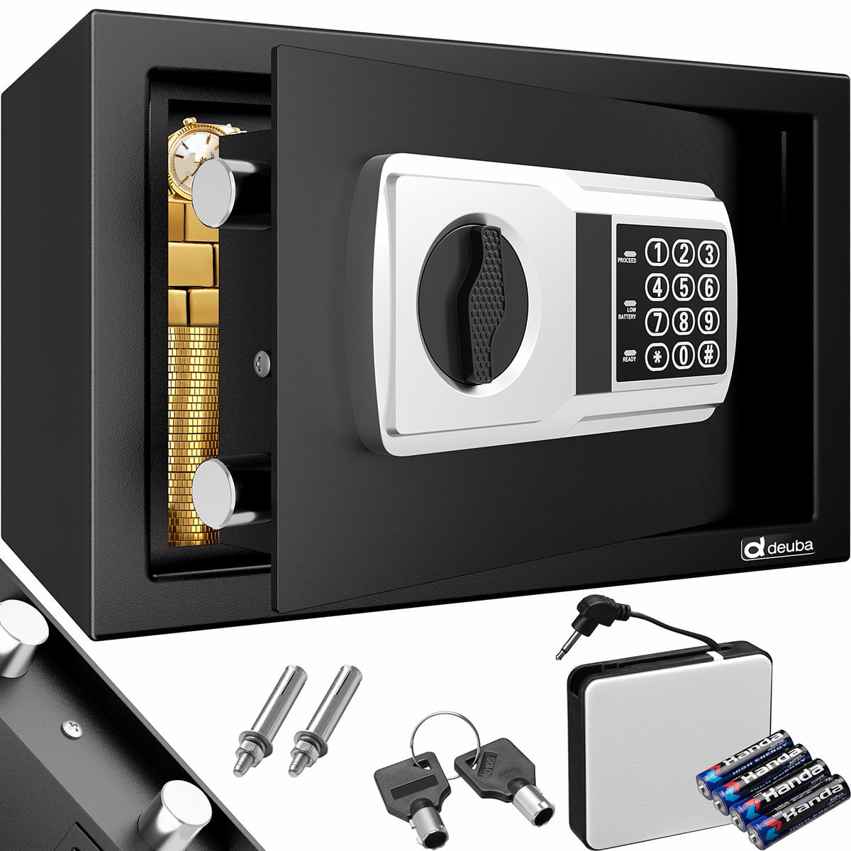 foto del prodotto cassaforte elettronica a mobile 31x20x20cm con batteriee