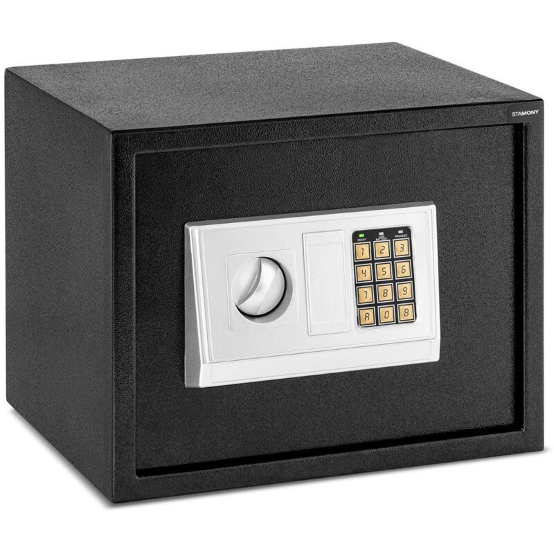 foto del prodotto cassaforte elettronica digitale a combinazione programmabile chiavi di emergenza batterie incluse in acciaio 38 x 30 x 30 cm