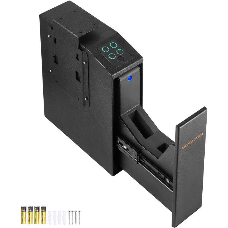 foto del prodotto cassaforte per pistole in acciaio cassaforte biometrica per 1 pistole serratura 3 modi tasti sblocco per impronte digitali combinazione 25,5x9,5x32