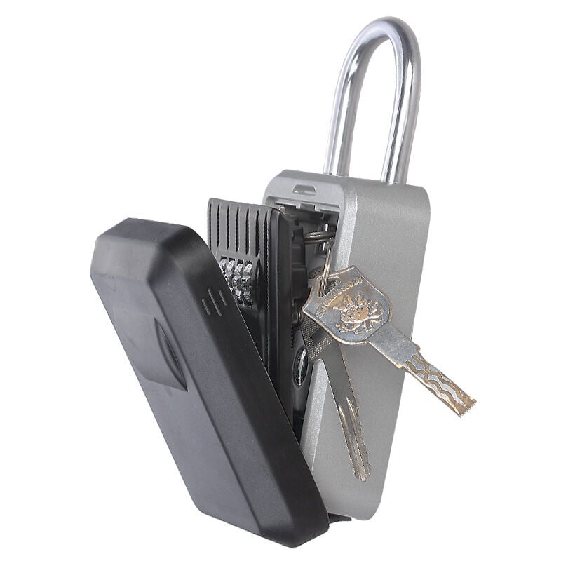 foto del prodotto cassaforte portatile con combinazione a 4 cifre per casa, soggiorno, esterno, gancio, chiave