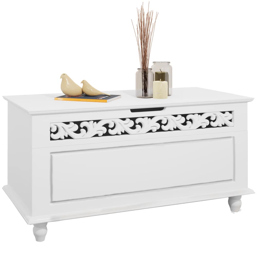 foto del prodotto cassapanca baule jersey contenitore bianco in legno