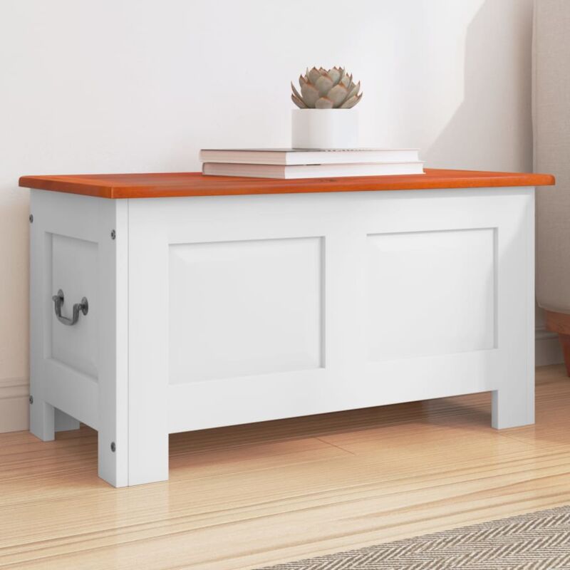 foto del prodotto cassapanca con coperchio marrone e bianco legno massello acacia vidaxl