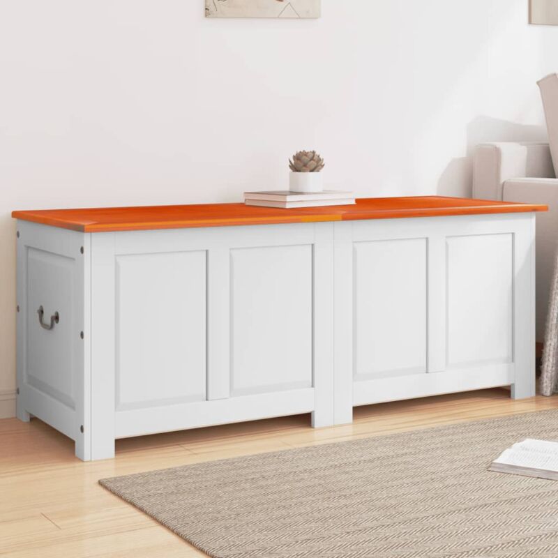 foto del prodotto cassapanca con coperchio marrone e bianco legno massello acacia vidaxl