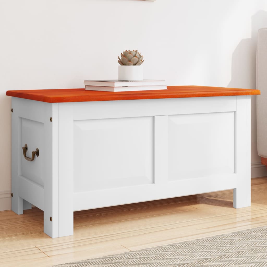 foto del prodotto cassapanca con coperchio marrone e bianco legno massello acaciacod mxl 110369
