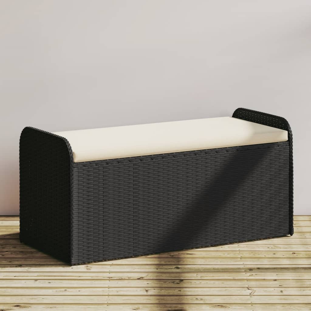 foto del prodotto cassapanca con cuscino nera 115x51x52 cm in polyrattancod mxl 112072
