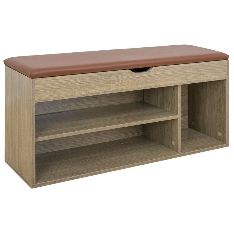 foto del prodotto cassapanca con scarpiera color legno scuro
