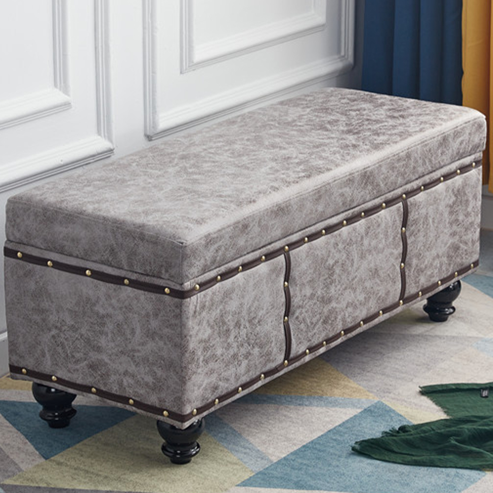 foto del prodotto cassapanca contenitore ecopelle divano panca pouf contenitore 80x40x43 cm grigio