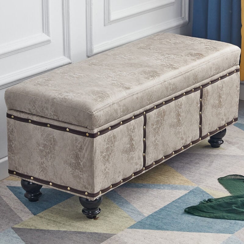 foto del prodotto cassapanca contenitore ecopelle divano panca pouf contenitore 80x40x43 cm khaki