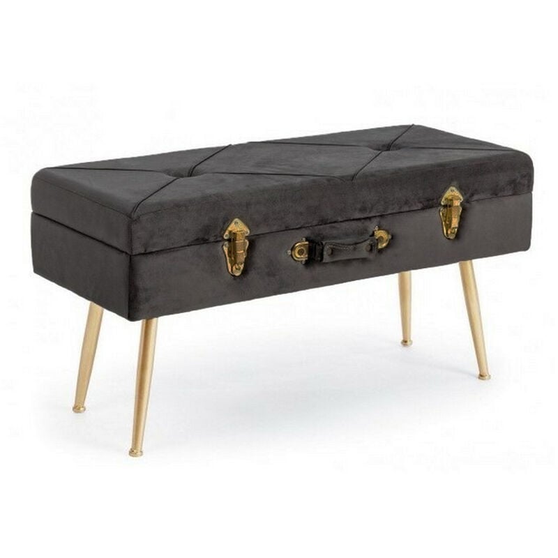 foto del prodotto cassapanca contenitore pouf baule polina panca sgabello in velluto marrone