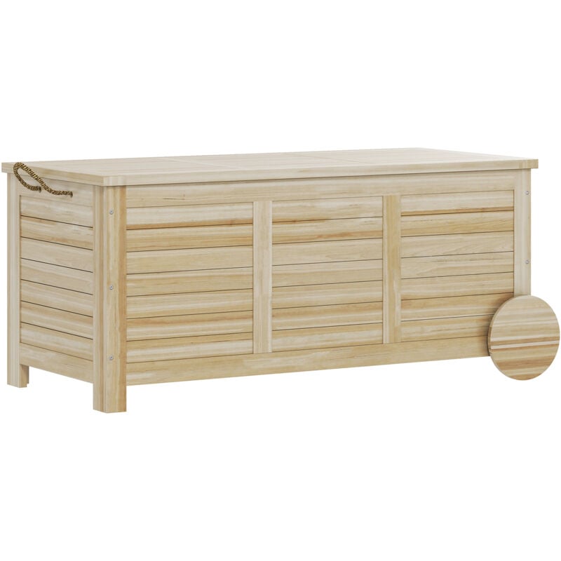 foto del prodotto cassapanca da giardino 185l a 2 ruote in legno di abete 110x50x50 cm outsunny