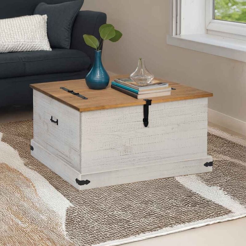 foto del prodotto cassapanca halden bianco 91x91x47 cm in legno massello di pino vidaxl