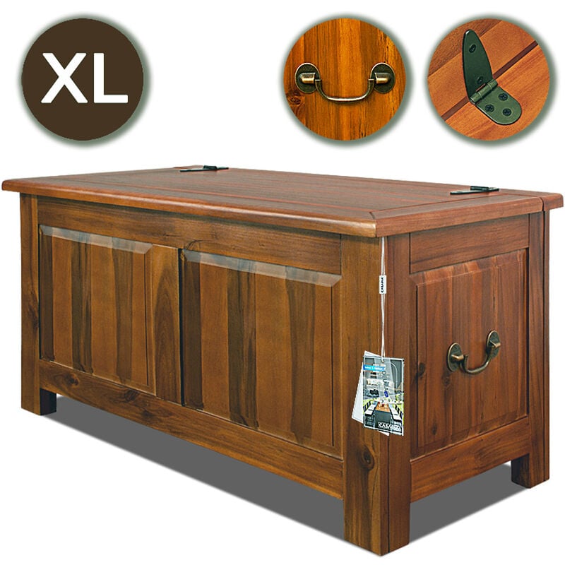 foto del prodotto cassapanca in legno 85x44x48cm vano contenitore e coperchio baule salvaspazio pistone a gas - deuba