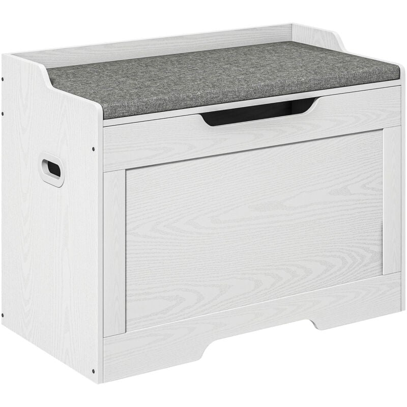 foto del prodotto cassapanca in legno da 103l con cuscino in tessuto 75x40x56cm bianco - homcom