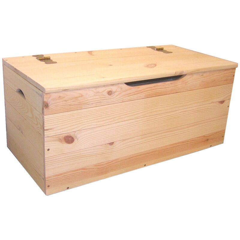 foto del prodotto cassapanca in legno di abete naturale levigato cm 75x35x33h baule rettangolare