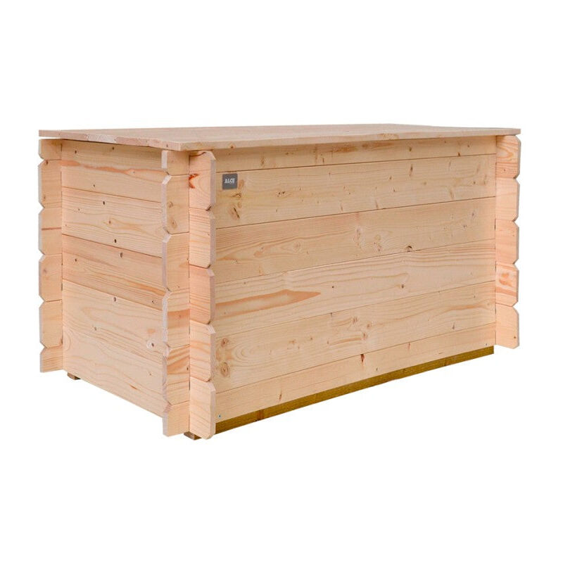 foto del prodotto cassapanca in legno di abete rosso baule da giardino contenitore da esterno 130 x 60 x h 54 cm