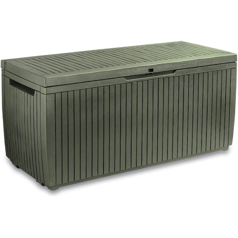 foto del prodotto cassapanca outdoor burlington, baule da giardino, contenitore da esterno, panchina contenitore da esterno, 123x54 h57 cm, verde dmora