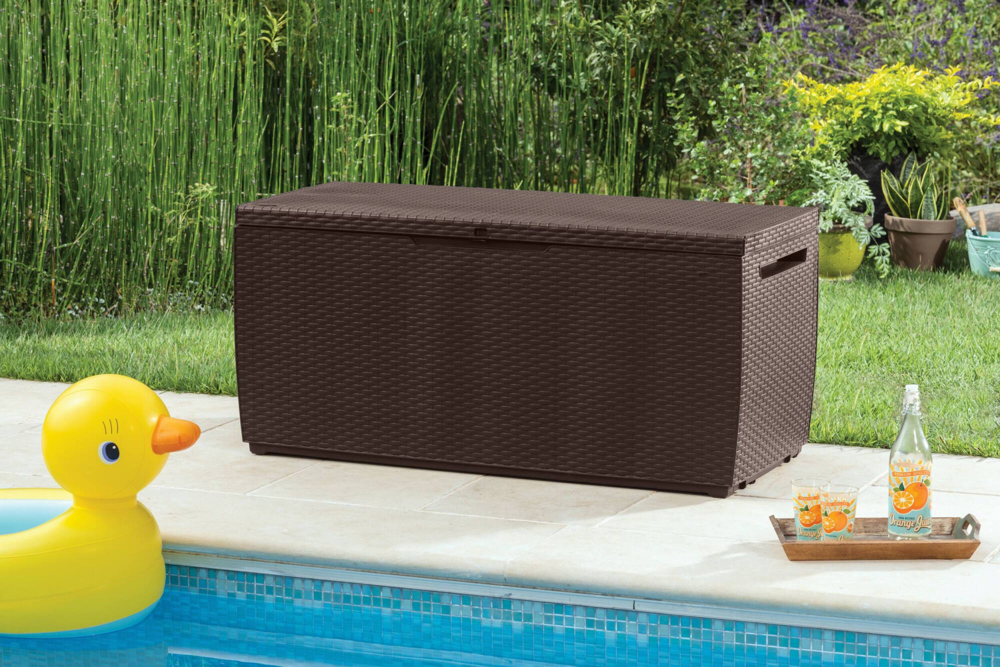 foto del prodotto cassapanca outdoor chicoutimi, baule da giardino, contenitore da esterno, panchina contenitore da esterno, 123x54 h57 cm, marrone