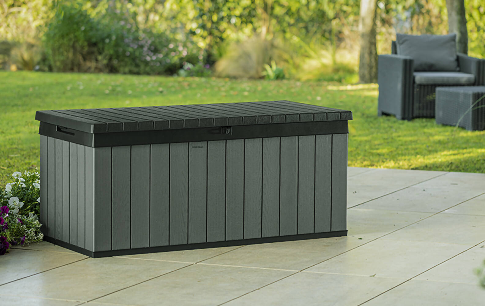 foto del prodotto cassapanca outdoor montmagny, baule da giardino, contenitore da esterno, panchina contenitore da esterno, 143x65 h64 cm, verde