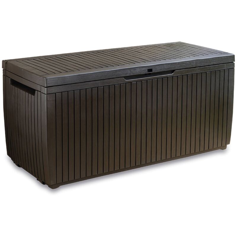 foto del prodotto cassapanca outdoor tammaro, baule da giardino, contenitore da esterno, panchina contenitore da esterno, 123x54 h57 cm, marrone dmora