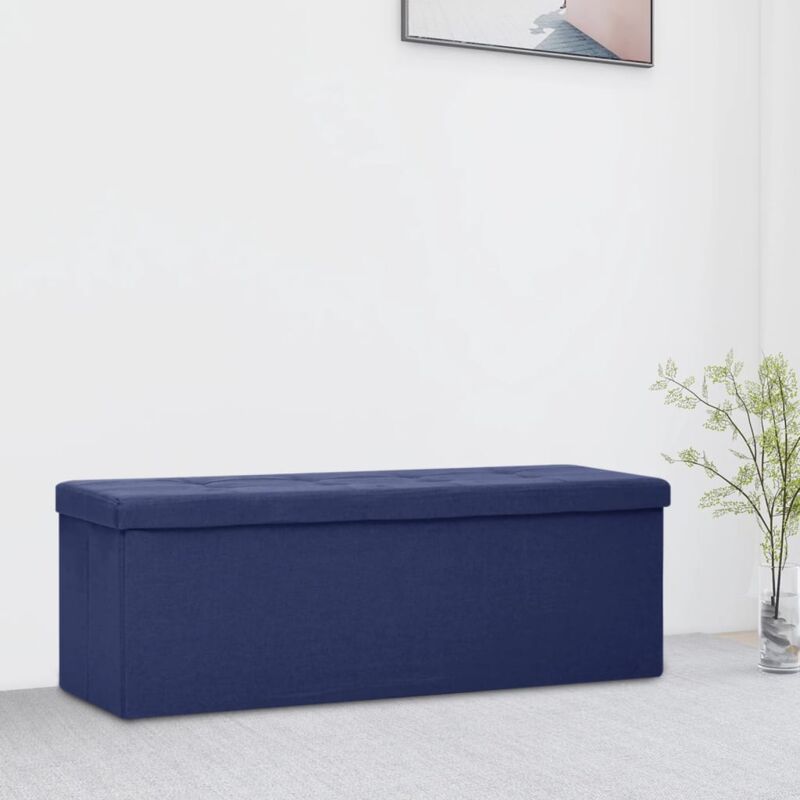 foto del prodotto cassapanca pieghevole in simil lino elegante vari colori disponibili colore blu