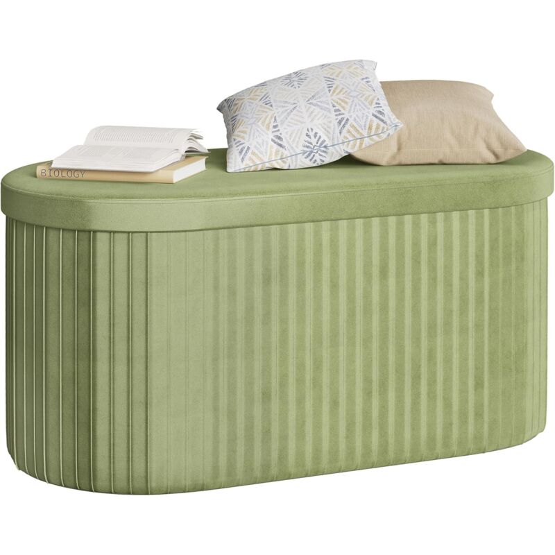 foto del prodotto cassapanca pouf contenitore pieghevole panca sgabello poggiapiedi 76x38x38cm, verde woltu