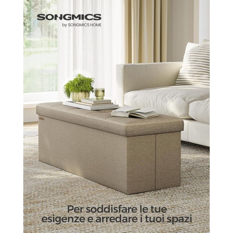 foto del prodotto cassapanca, pouf contenitore, poggiapiedi pieghevole da 38 x 110 x 38 cm, ottomano, regge fino a 300 kg, per soggiorno, camera da letto, entrata,