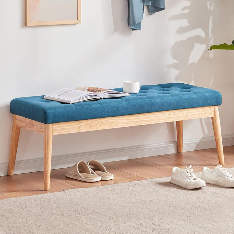 foto del prodotto cassapanca pouf ottomana blu ingresso panca imbottitura alta densit 108x41cm