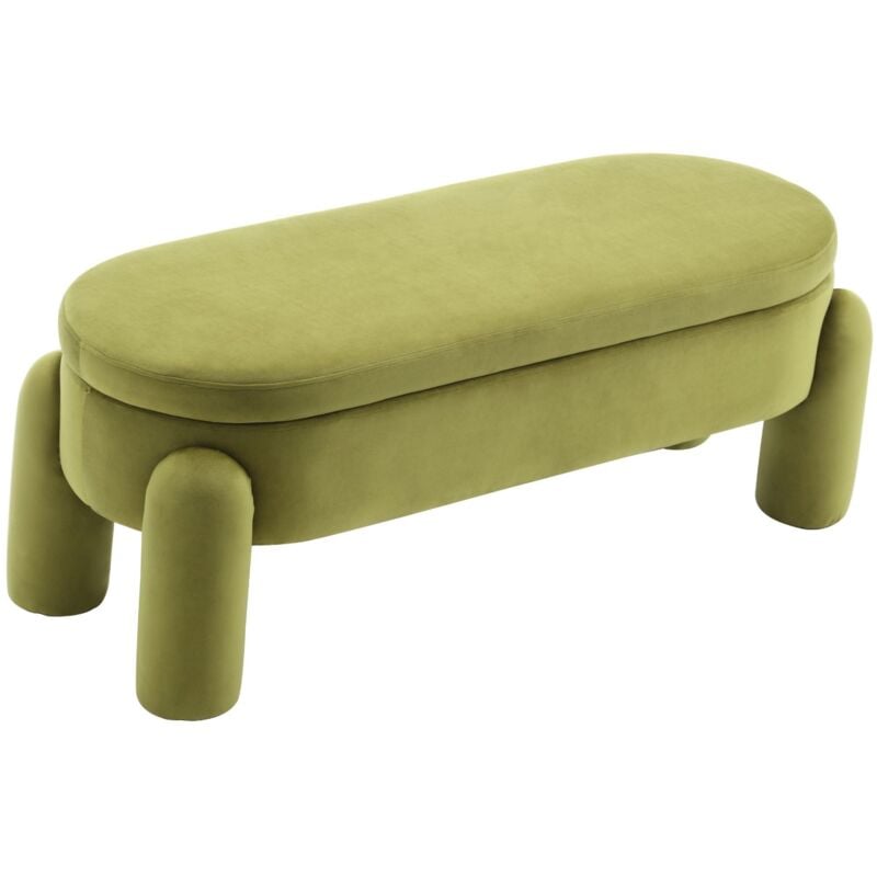 foto del prodotto cassapanca pouf panca fondo letto panca contenitore da interno in velluto per camera da letto soggiorno 114cm, verde