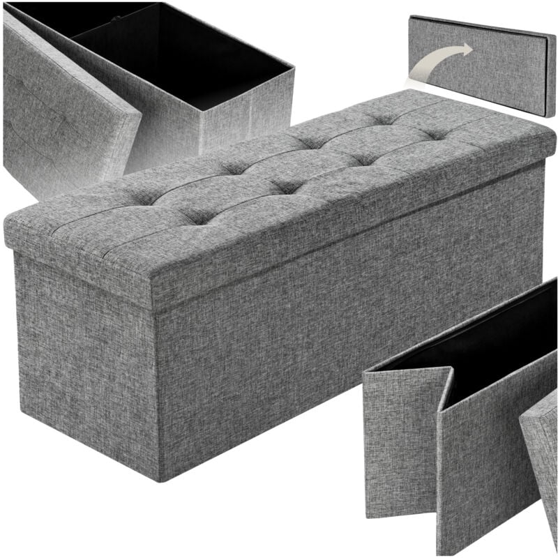 foto del prodotto cassapanca pouf pieghevole in poliestere con contenitore 110 x 38 x 38 cm pouf, pouf contenitore, pouf letto