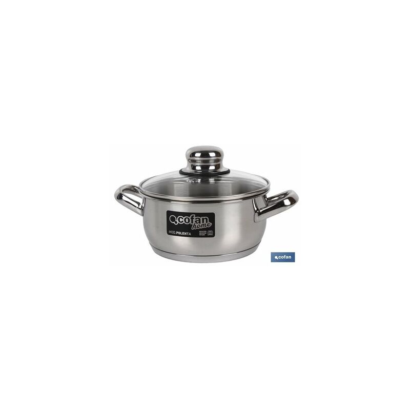 foto del prodotto casseruola a induzione in acciaio inox 4,2l modello polenta t glass 240 mm