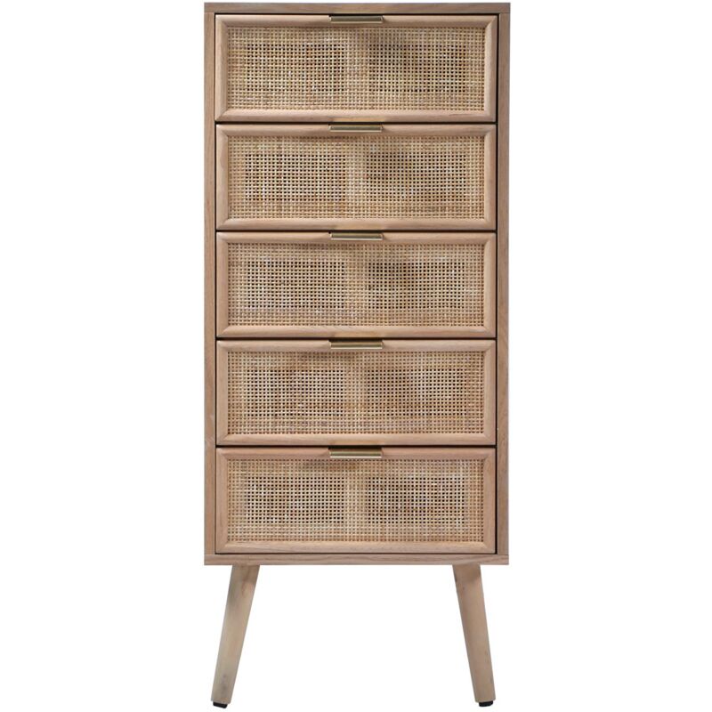 foto del prodotto cassetiera 5 cassetti frontali in rattan naturale l36,5 cm miya