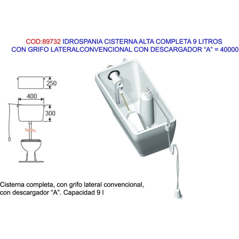 foto del prodotto cassetta alta completa da 9 litri con rubinetto laterale 40000