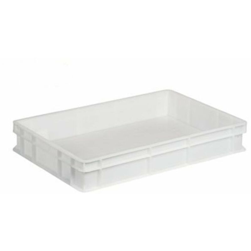 foto del prodotto cassetta chiusa per alimenti, bianca sovrapponibile non forata da 60 x 40 cm 60 x 40 x h 7 cm 1 pezzo