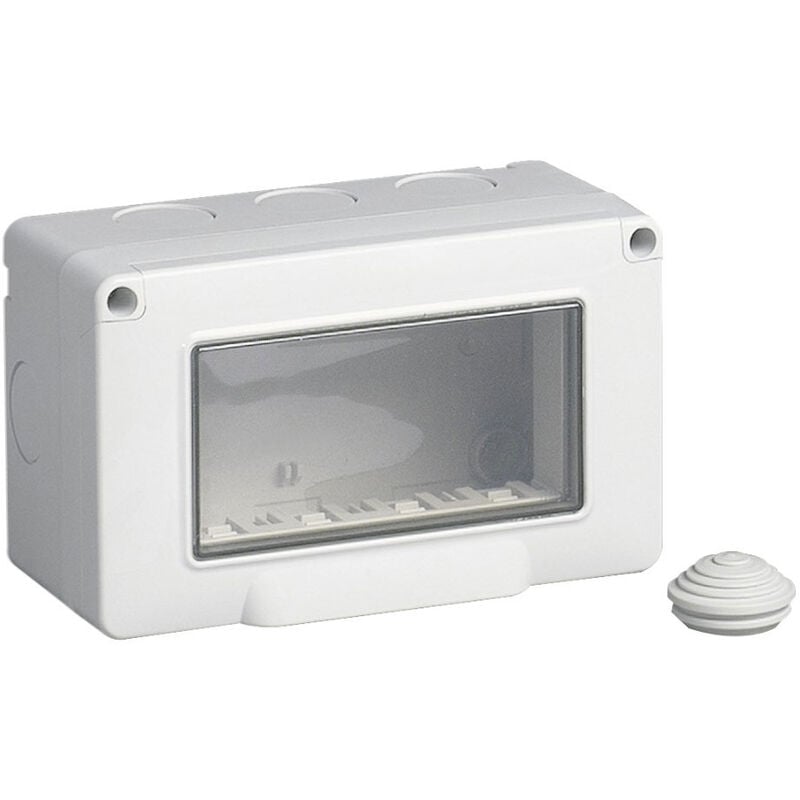 foto del prodotto cassetta con coperchio idrobox per esterno a 4 posti compatibile con living light international air custodia per interruttori ip55