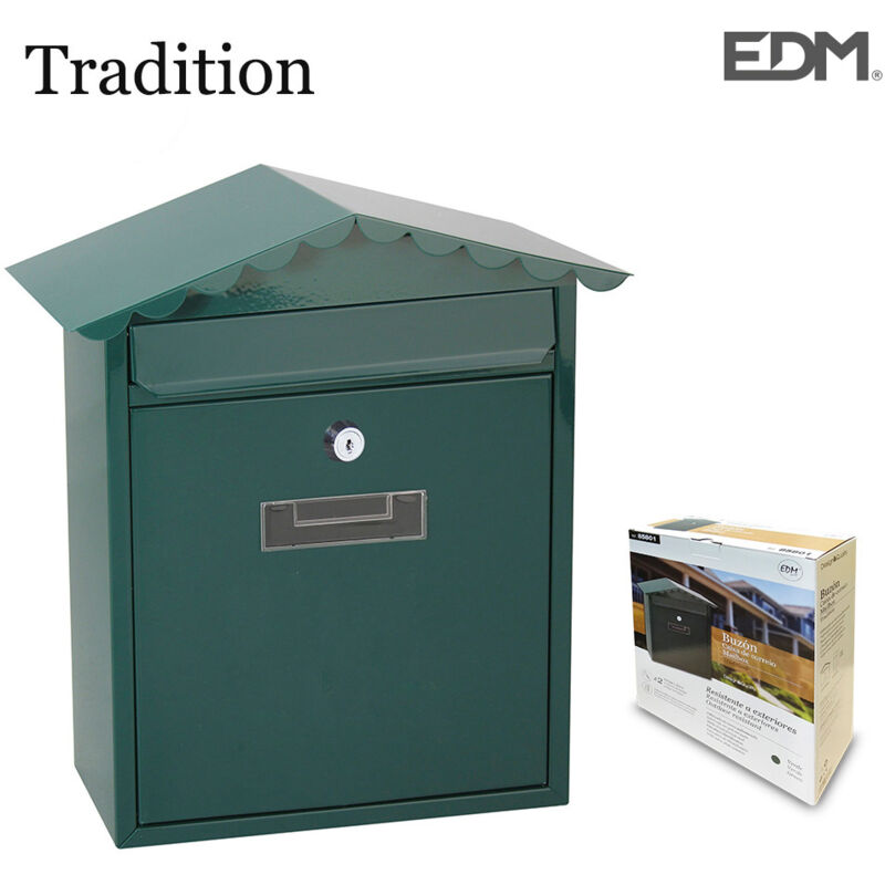 foto del prodotto cassetta della posta edm 85801 tradition verde acciaio 26 x 9 x 35,5 cm